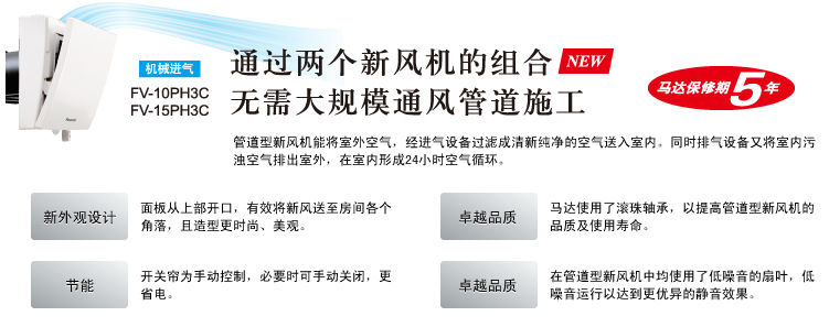 通过两个新风机的组合无需大规模通风管道施工